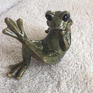 Green Frog Small Statue Porcelain